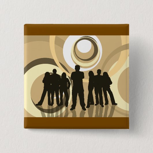 Retro-Silhouette Personen mit Abstrakten Kreisläuf Button (Vorderseite)