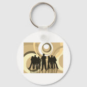 Retro-Silhouette Personen mit Abstrakten Kreisläuf Schlüsselanhänger (Vorderseite)