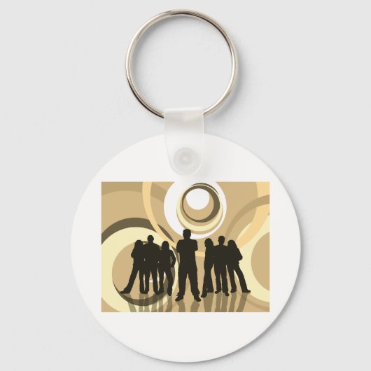 Retro-Silhouette Personen mit Abstrakten Kreisläuf Schlüsselanhänger (Vorderseite)
