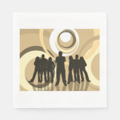 Retro-Silhouette Personen mit Abstrakten Kreisläuf Serviette (Vorderseite)