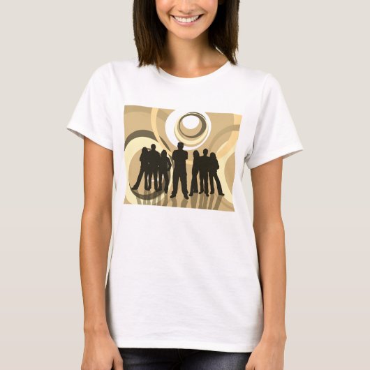 Retro-Silhouette Personen mit Abstrakten Kreisläuf T-Shirt (Vorderseite)