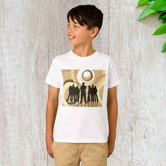 Retro-Silhouette Personen mit Abstrakten Kreisläuf T-Shirt