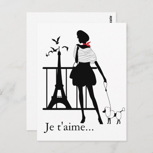 Retro-Silhouette Rot und Schwarz Postkarte (Vorne/Hinten)