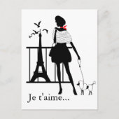 Retro-Silhouette Rot und Schwarz Postkarte (Vorderseite)