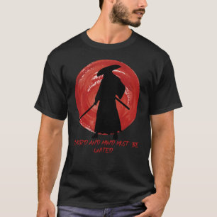 Retro-Silhouette-Samurai - Samurai-Zitat über den T-Shirt