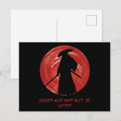 Retro-Silhouette Samurai - Zitat über den Geist vo Postkarte (Vorne/Hinten)