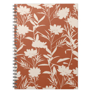 Retro-Silhouette-Wiesenblumen nahtloses Muster i Notizblock