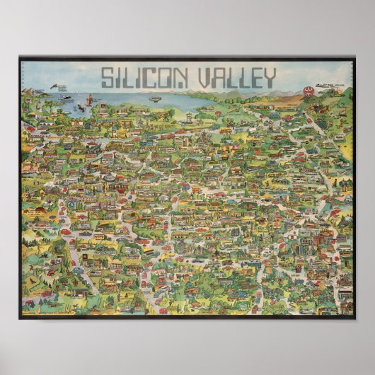 Retro Silicon Valley Map Poster (Vorne)