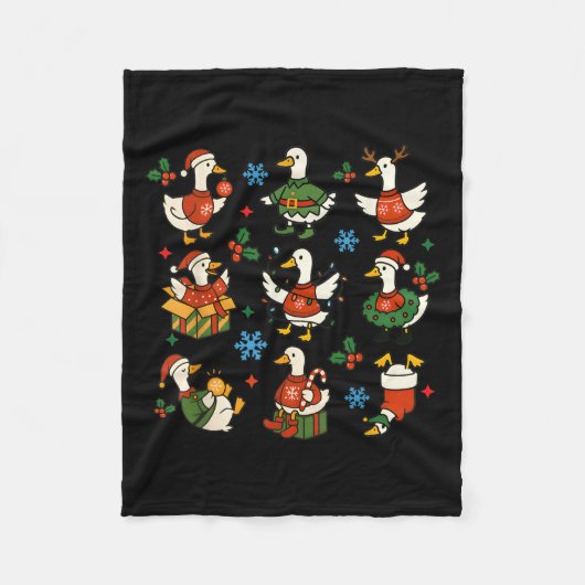 Retro Silly Goose Santa Christmas Cute Merry Goose Fleecedecke (Vorderseite)