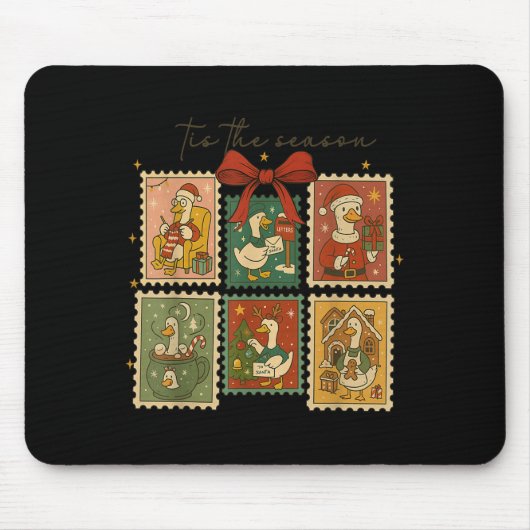 Retro Silly Goose Santa Cute Merry Christmas Tis T Mousepad (Vorne)