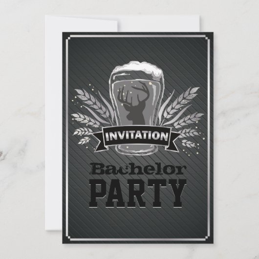 Retro Silver Barley Bachelor Party Card Einladung (Rückseite)