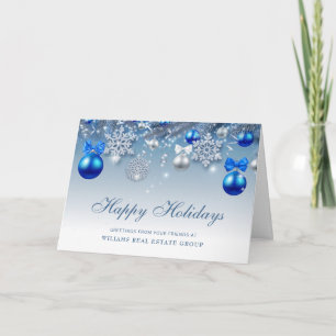 Retro Silver Christmas Ornament Corporate Greeting Feiertagskarte