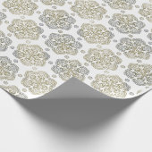 Retro Silver Gold Blume Muster Geschenkpapier (Ecke)