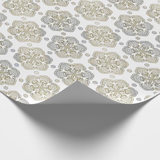 Retro Silver Gold Blume Muster Geschenkpapier (Ecke)