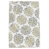 Retro Silver Gold Blume Muster Mittlere Geschenktüte (Vorderseite)