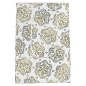 Retro Silver Gold Blume Muster Mittlere Geschenktüte (Rückseite)