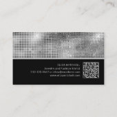 Retro Silver Grau Disco Ball Mirror | QR-Code Visitenkarte (Rückseite)