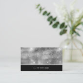 Retro Silver Grau Disco Ball Mirror | QR-Code Visitenkarte (Stehend Vorderseite)