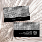 Retro Silver Grau Disco Ball Mirror | QR-Code Visitenkarte