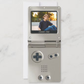 Retro Silver Handheld Gaming II Birthday Einladung (Vorderseite)