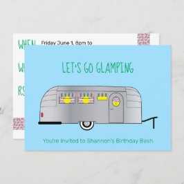 Retro Silver Streamated Camper Glamping Einladung
