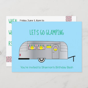 Retro Silver Streamated Camper Glamping Einladung