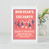 Retro Silvester-Party Einladung (Stehend Vorderseite)