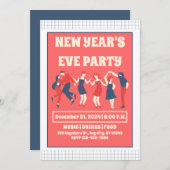 Retro Silvester-Party Einladung (Vorne/Hinten)