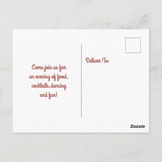 Retro Silvester Party Einladung Postkarte (Rückseite)