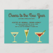 Retro Silvester Party - Einladung Postkarte (Vorderseite)