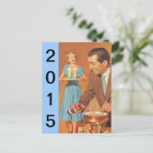 Retro Silvester Party Postkarte Vintag Spaß (Stehend Vorderseite)