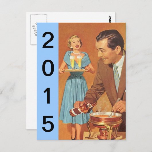 Retro Silvester Party Postkarte Vintag Spaß (Vorne/Hinten)