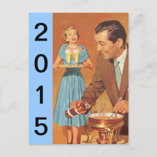 Retro Silvester Party Postkarte Vintag Spaß