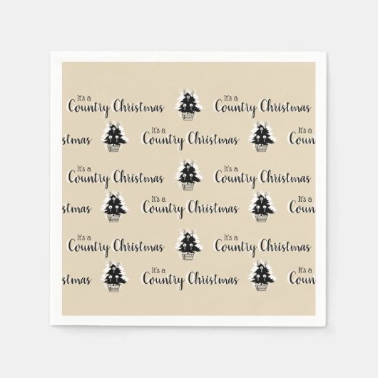 Retro Simple Beige Country Weihnachtsbaummuster Serviette (Vorderseite)