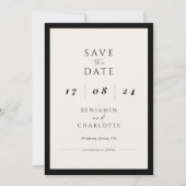 Retro Simple Black & White Wedding speichern Sie d Save The Date (Vorderseite)