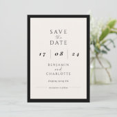 Retro Simple Black & White Wedding speichern Sie d Save The Date (Stehend Vorderseite)