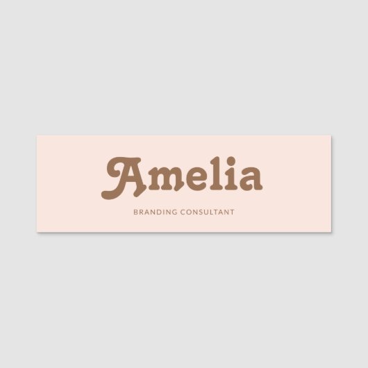 Retro Simple Blush Pink Orange Namensschild (Vorderseite)