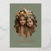 Retro Simple Bow Foto Folien Feiertagskarte (Vorderseite)