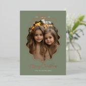 Retro Simple Bow Foto Folien Feiertagskarte (Stehend vorne)