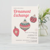 Retro Simple Christmas Ornament Exchange Party Einladung (Stehend Vorderseite)