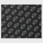 Retro Simple Elegante Schwarz-weiß Console Wrappin Geschenkpapier (Flach)