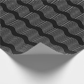 Retro Simple Elegante Schwarz-weiß Waves Lines Geschenkpapier (Ecke)