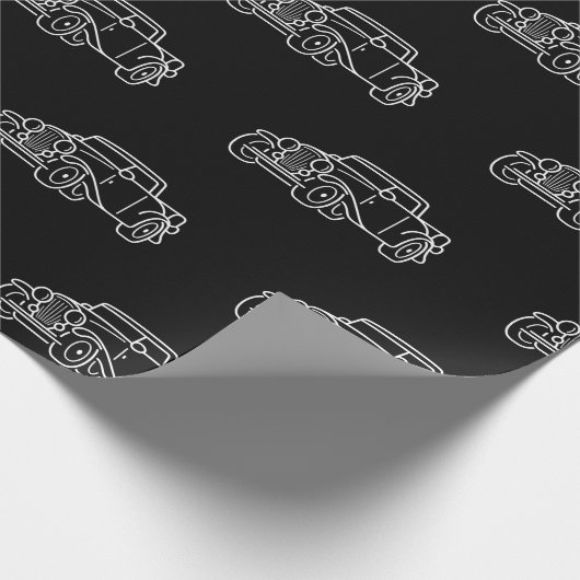 Retro Simple Elegante Schwarz-weiße Klassik Cars Geschenkpapier (Ecke)