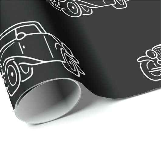 Retro Simple Elegante Schwarz-weiße Klassik Cars Geschenkpapier (Rolleneckpunkt)