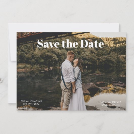 Retro Simple Foto Save the Date Einladung (Vorderseite)