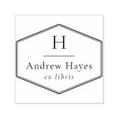 Retro Simple Frame Modern Monogram Ex Libris Book Permastempel (Design)