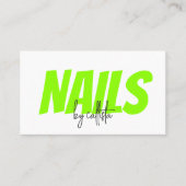Retro Simple Neon Green Nail Tech Visitenkarte (Vorderseite)