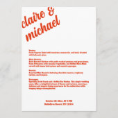 Retro Simple Wedding Table Menu Cards Flat Menu Menükarte (Vorderseite)