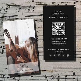 Retro Singer Musician Photo Modern Musical Black Visitenkarte