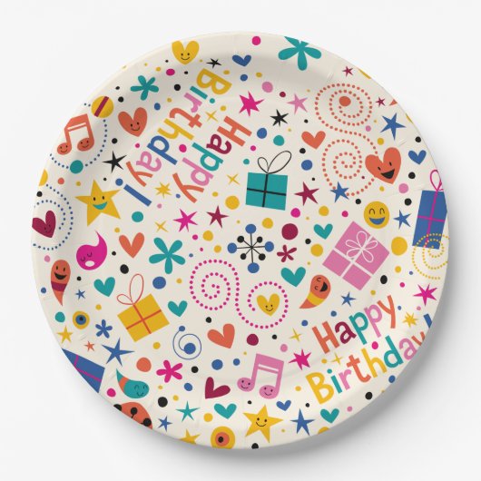 Retro Singing Happy Birthday Pappteller (Vorderseite)